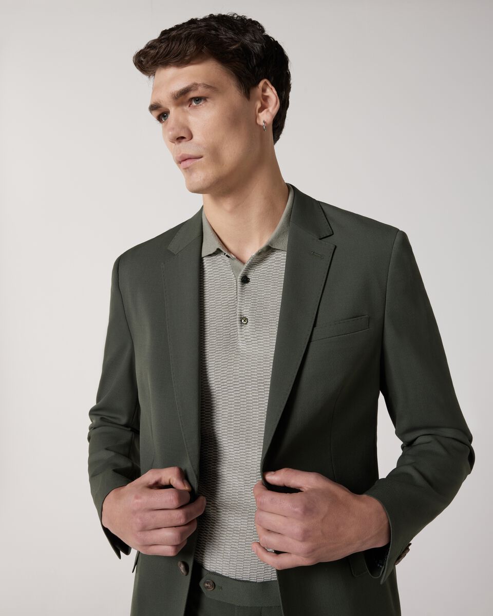 Wool Blend Soft Tailored Jacket, Khaki, hi-res